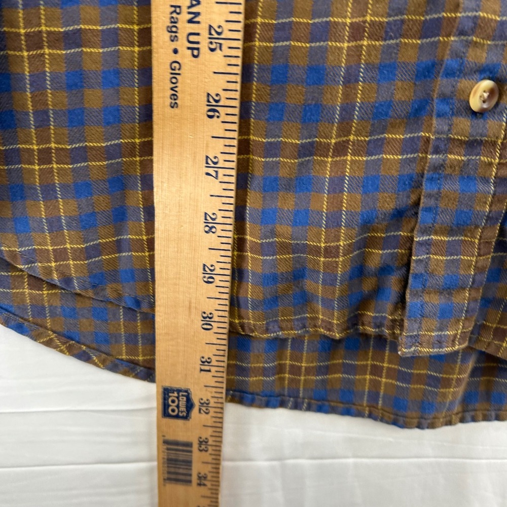 Drysdales Button Down Shirt Mens XL Blue Brown Plaid Long Sleeve USA Made - Picture 4 of 8